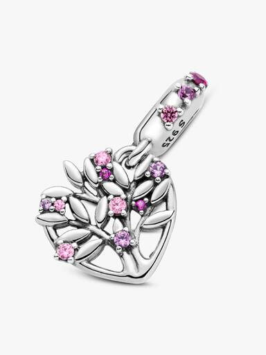 Rosafarbener Familienstammbaum Charm-Anhänger