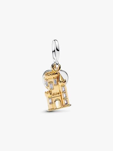 Schloss & Gravierbarer Herzanhänger Doppelter Charm-Anhänger