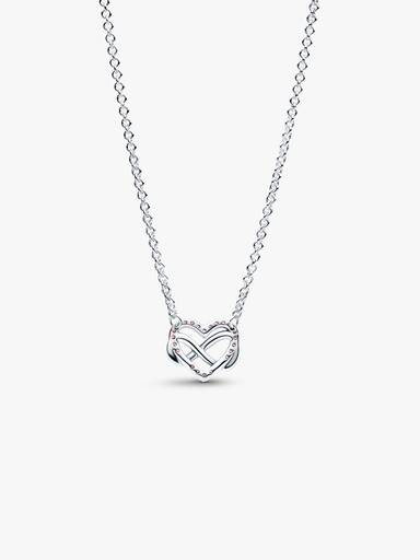 Funkelnde Rosafarbene Unendlichkeits-Herz Collier-Halskette