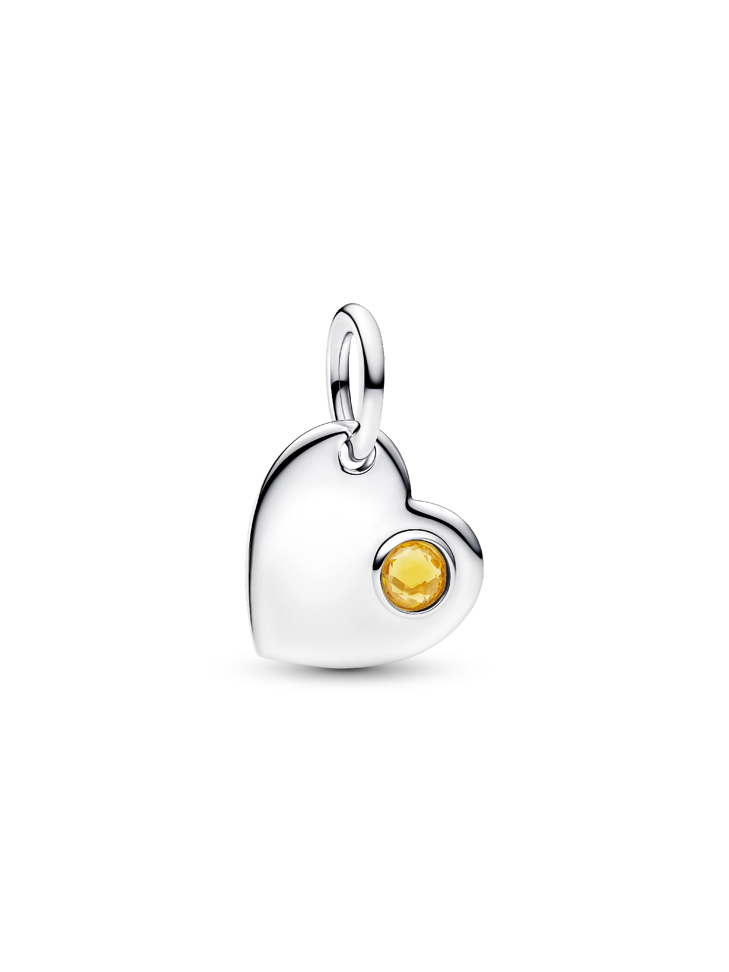 Gravierbares Herz Honiggelber Stein Charm-Anhänger