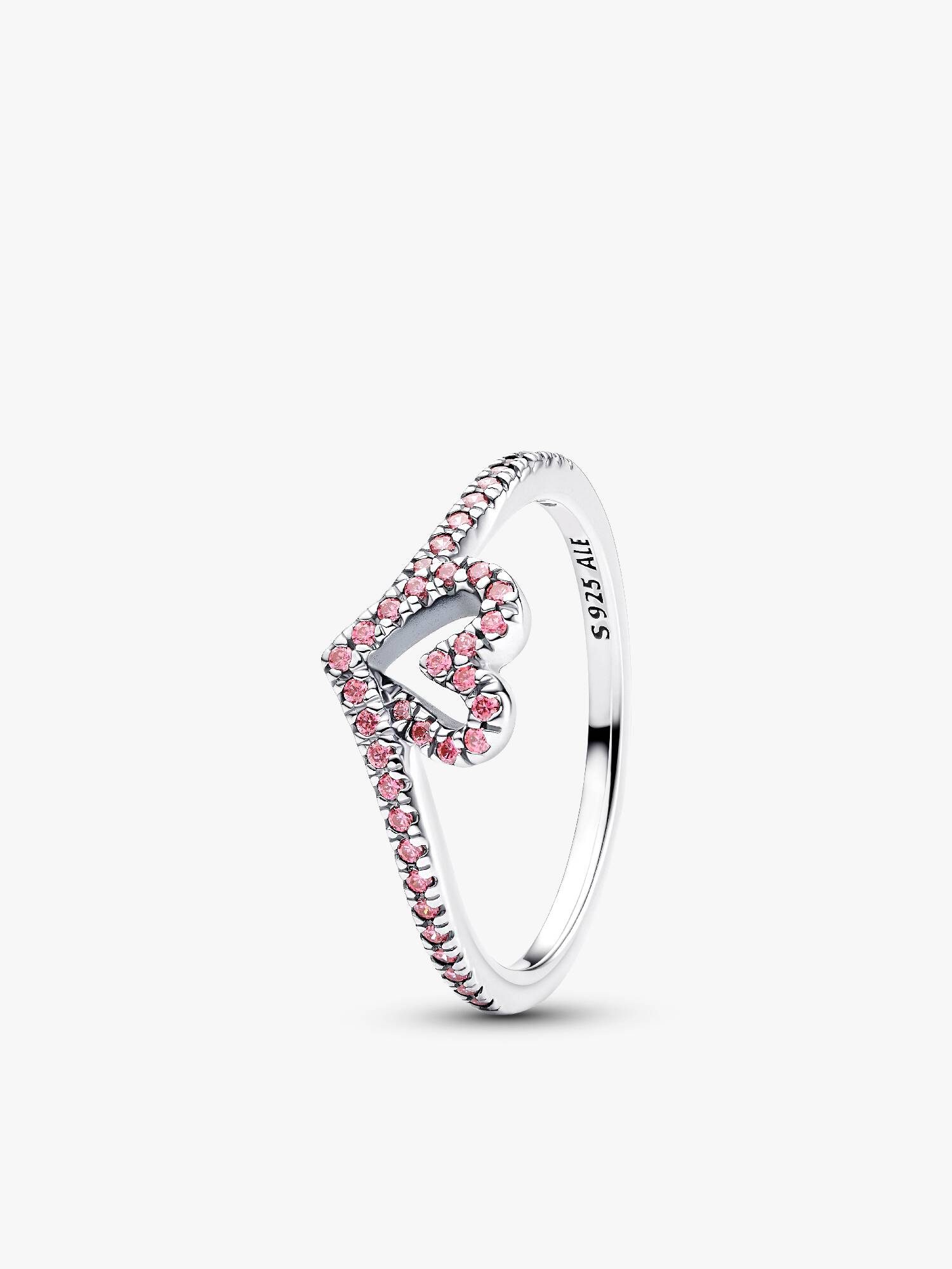 Funkelnder Rosafarbenes Herz Wishbone-Ring