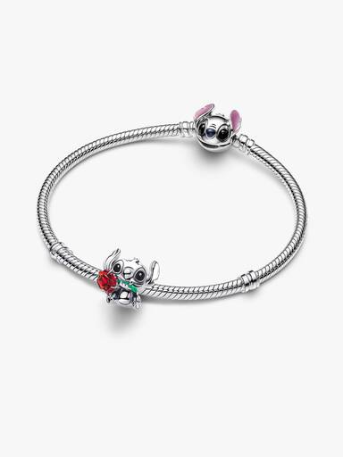 Disney Stitch Rose Murano-Glas-Charm
