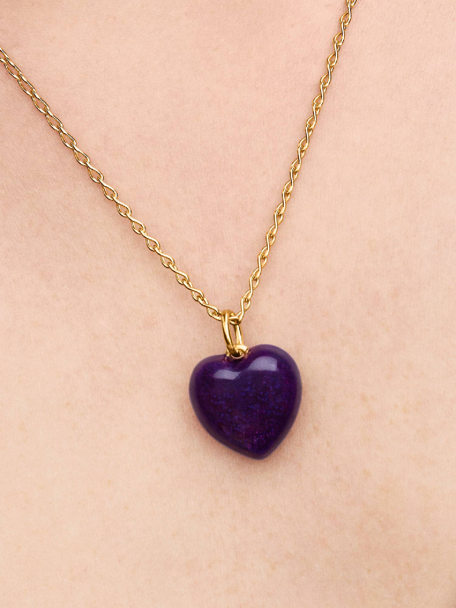 Violettes Rundliches Herz Charm-Anhänger