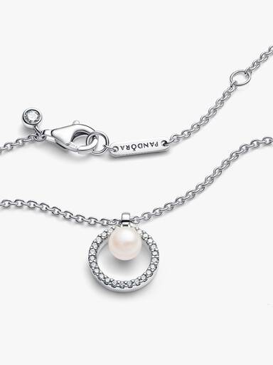 Behandelte Süßwasserzuchtperle & Pavé Collier-Halskette