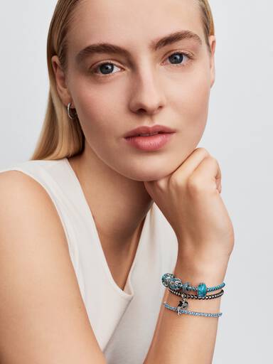 Schwarze Kordel Kastenkette Armband