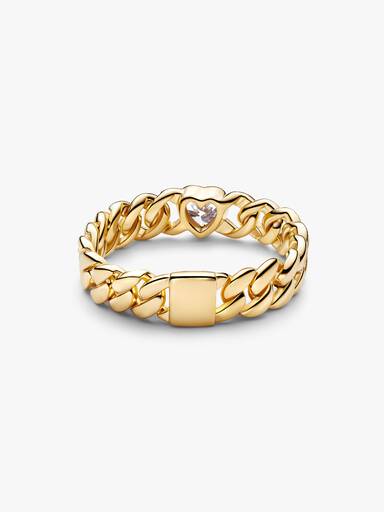 Herz Cuban-Kette Ring