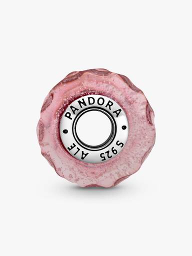 Wellenförmiges lachsfarbenes Murano-Glas Charm