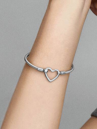 Pandora Moments Herzverschluss Schlangen-Gliederarmband