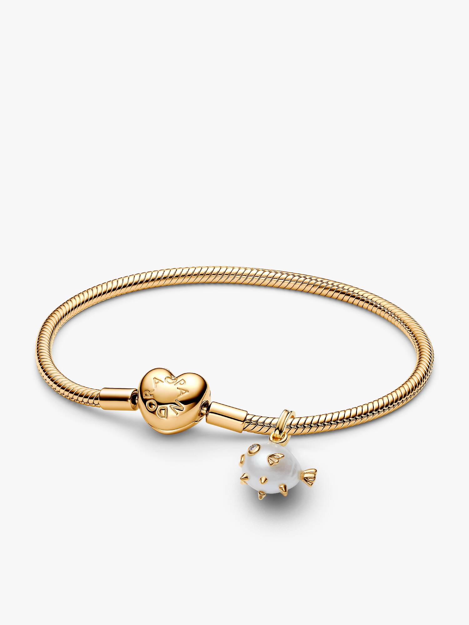 Armband-Set mit Behandelte Barocke Süßwasserzuchtperle Kugelfisch Charm