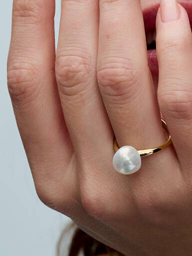 Barocke Behandelte Süßwasserzuchtperle Ring