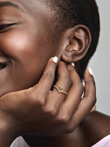 Pandora Timeless Wishbone Funkelndes Herz Ring