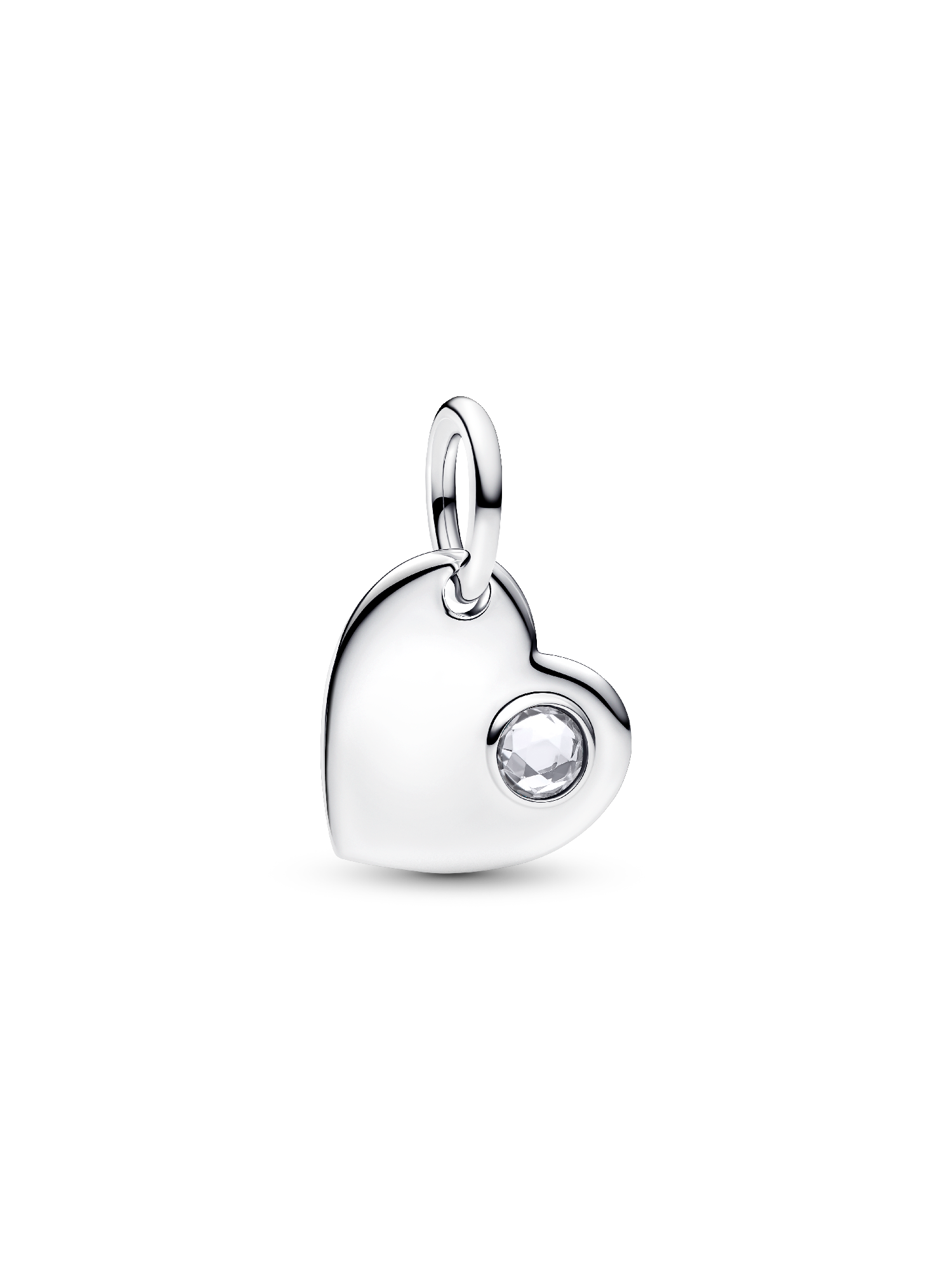April Gravierbares Herz Klarer Stein Charm-Anhänger