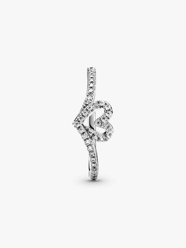 Funkelnder Wishbone Herz Ring