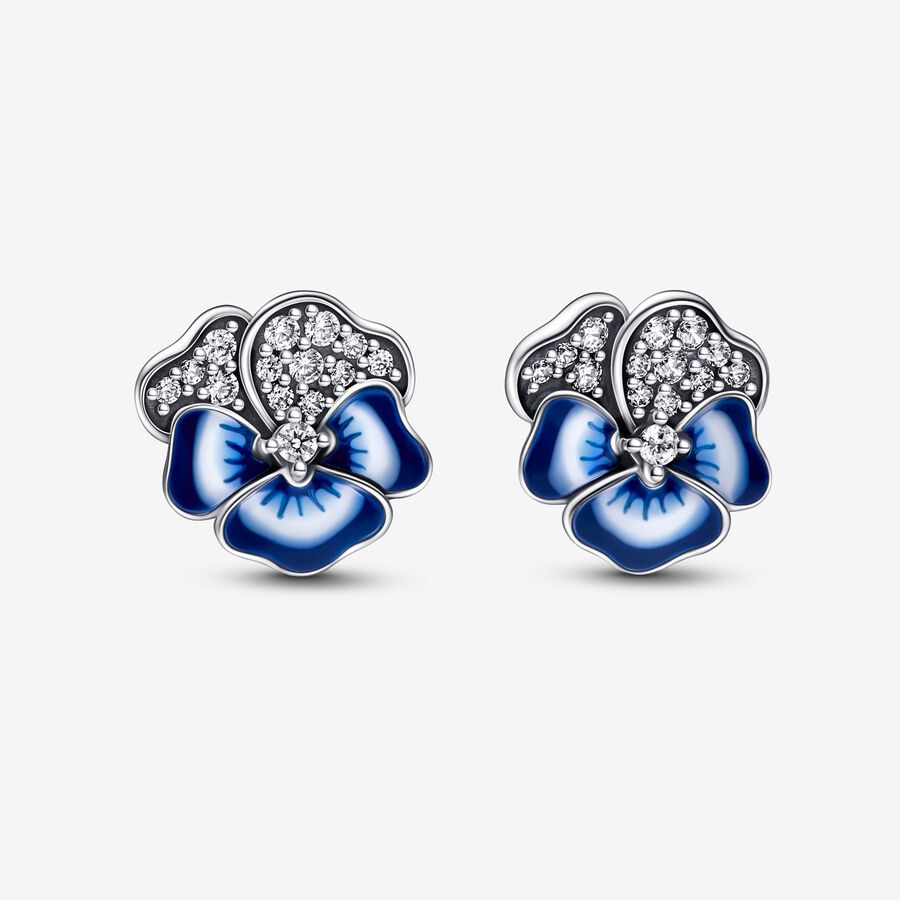 Blaue Stiefmütterchen Ohrringe image number 0