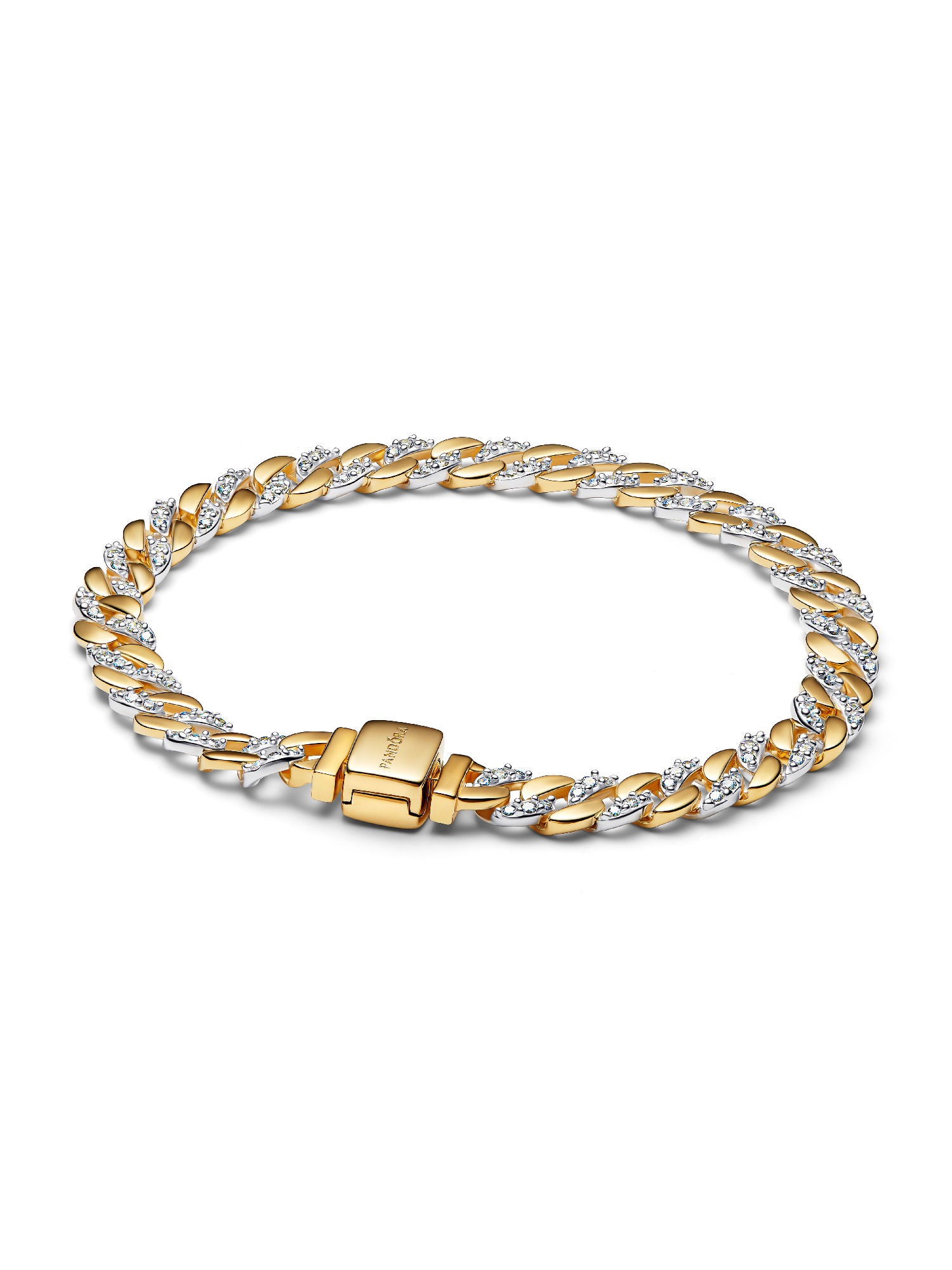 Bicolor Pavé Cuban-Kettenarmband