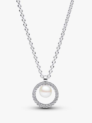Behandelte Süßwasserzuchtperle & Pavé Collier-Halskette