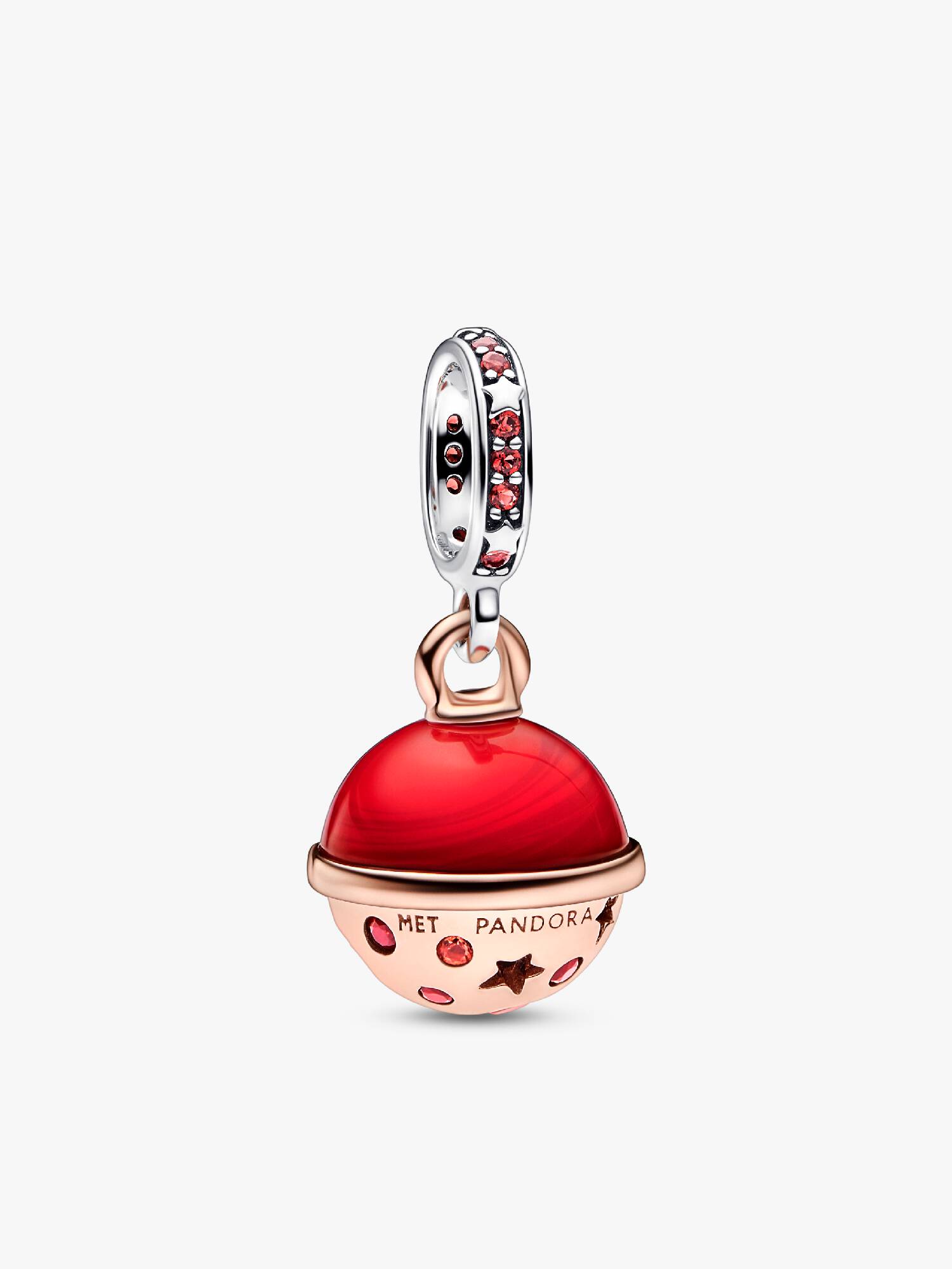 Planet Mars Murano & funkelnder Charm-Anhänger