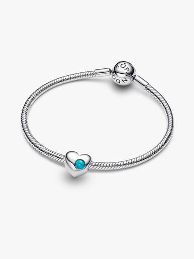 Gravierbares Türkisblauer Stein Herz-Charm
