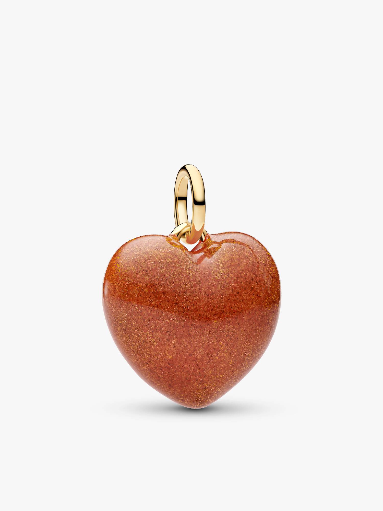 Orangefarbenes Rundliches Herz Charm-Anhänger