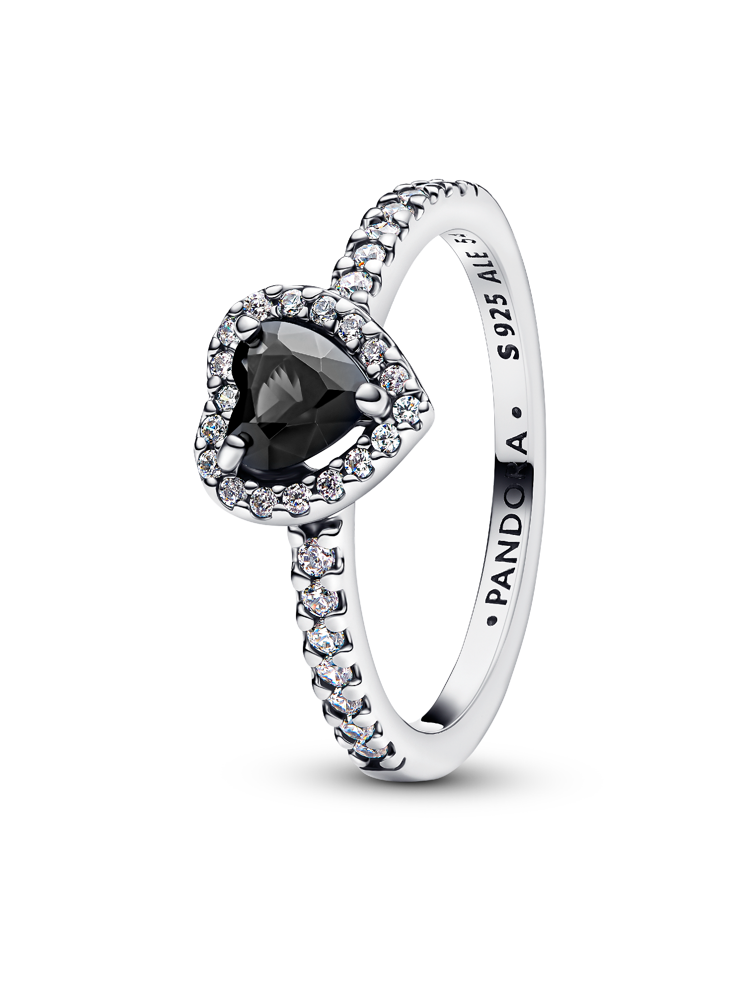 Erhabenes schwarzes Herz Ring