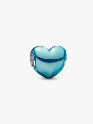 Himmelblaues Metallic-Herz Charm
