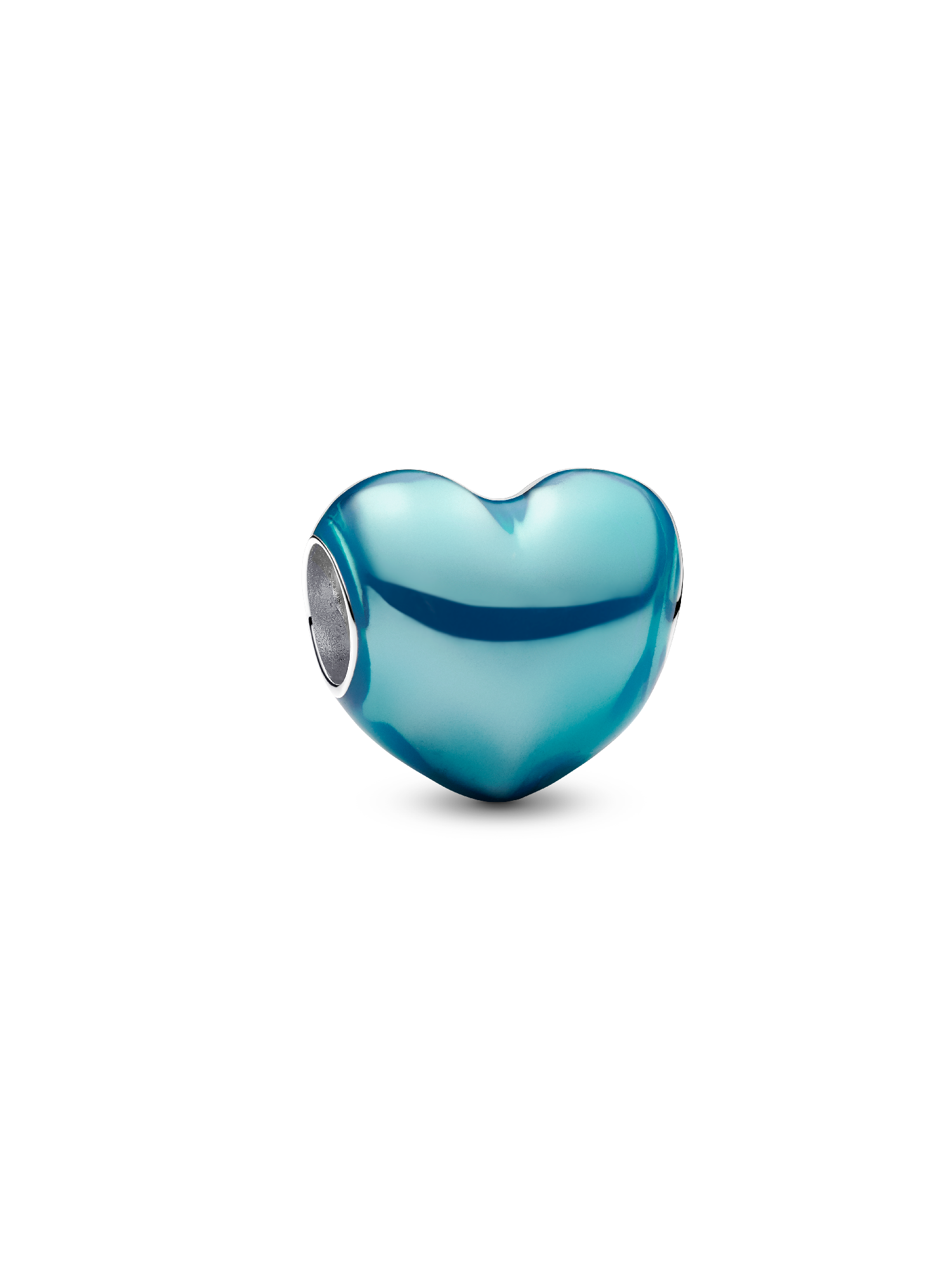 Himmelblaues Metallic-Herz Charm