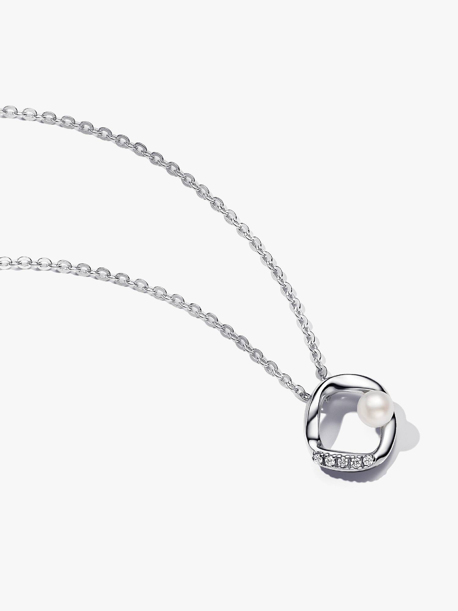 Organisch Geformter Pavé Kreis & Behandelte Süßwasserzuchtperlen Collier-Halskette