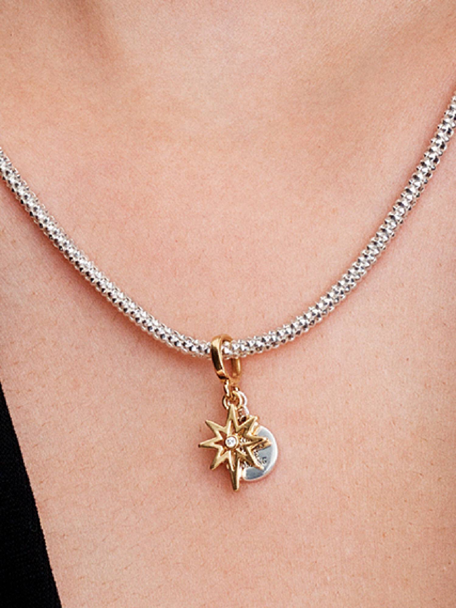 Gravierbarer Polarstern Charm-Anhänger mit im Labor gezüchtetem Diamanten