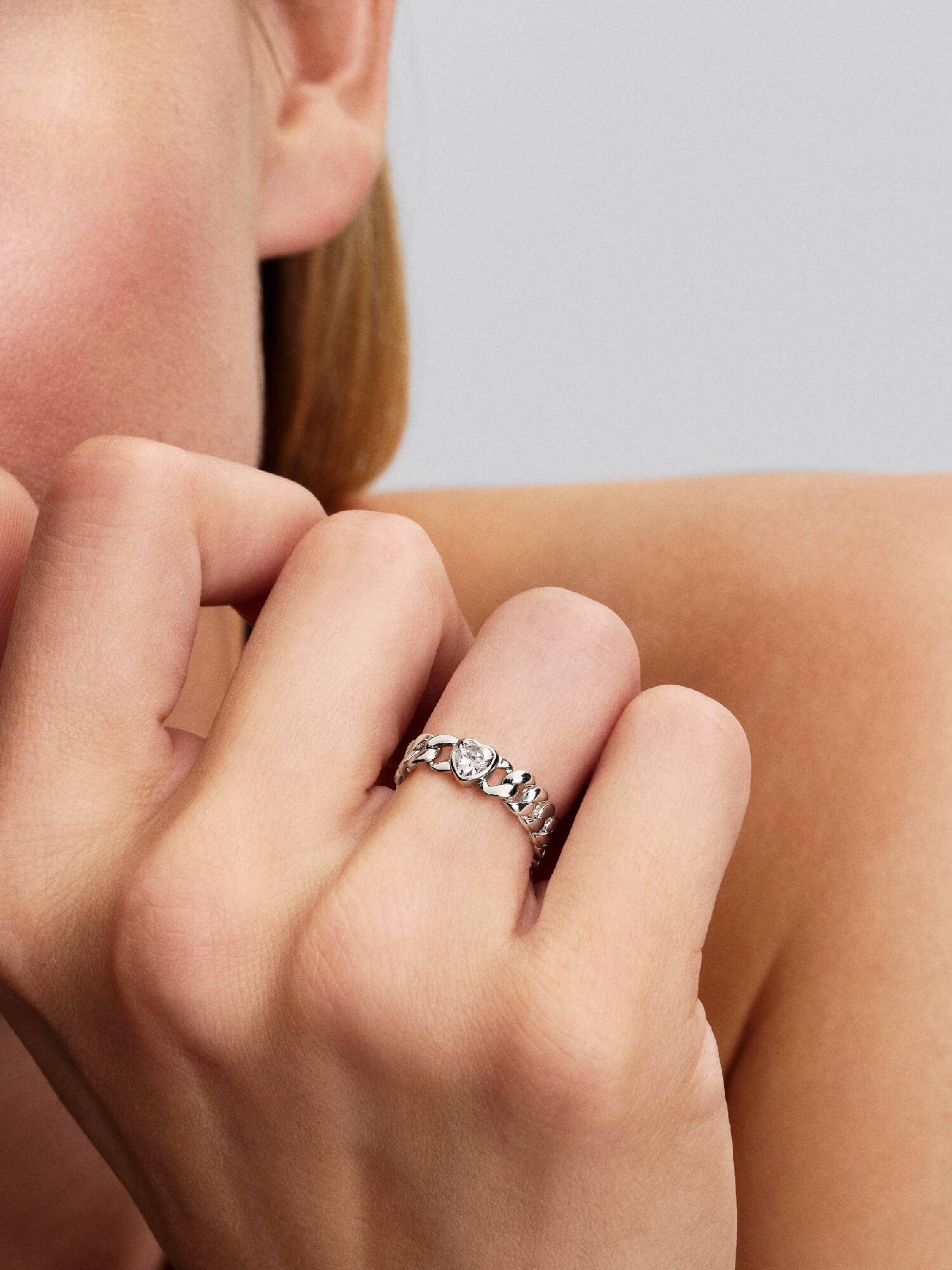 Herz Cuban-Kette Ring