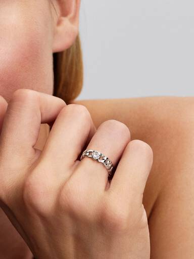 Herz Cuban-Kette Ring