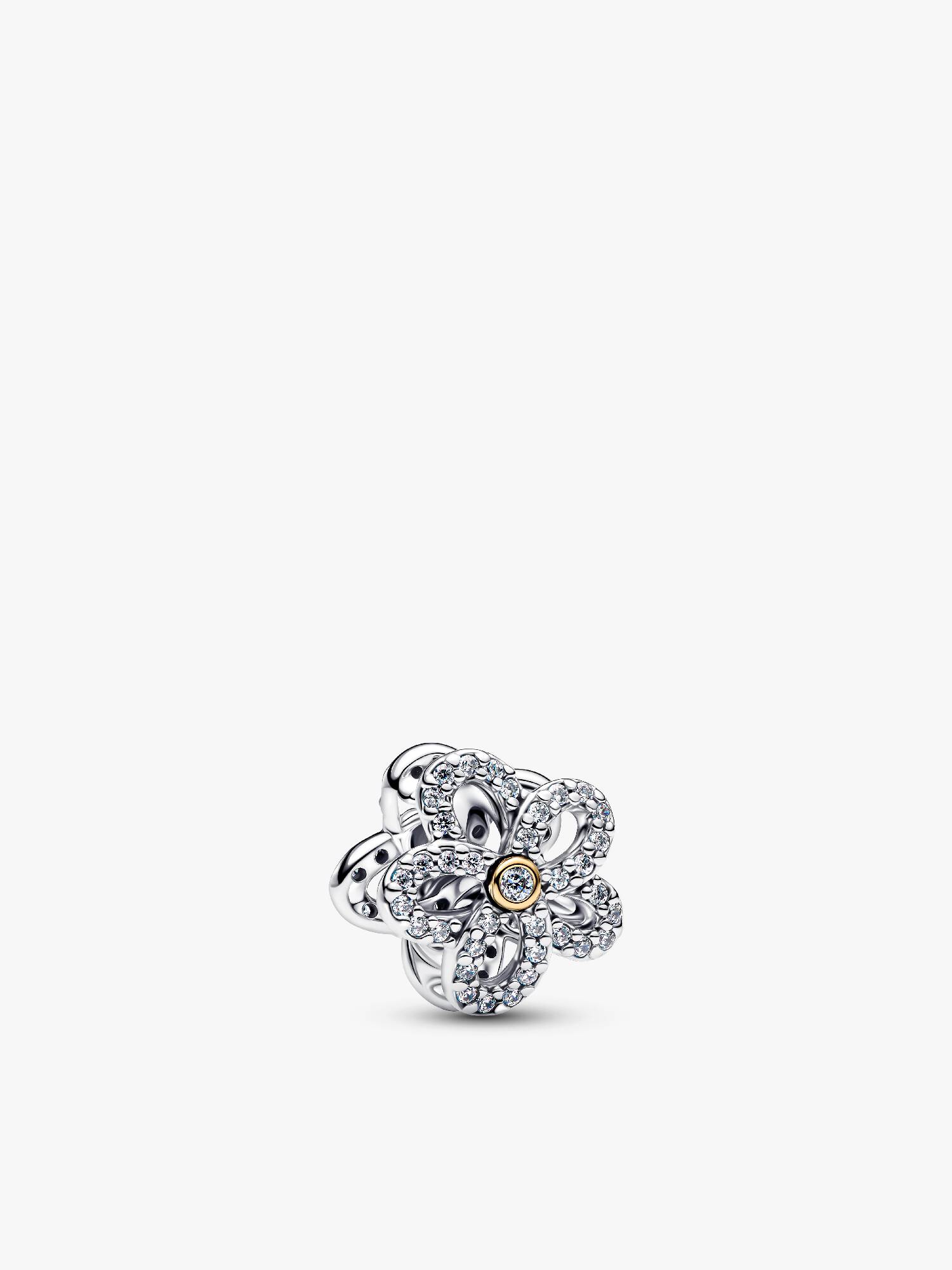 Pavé Blume Offen gearbeitetes Charm 