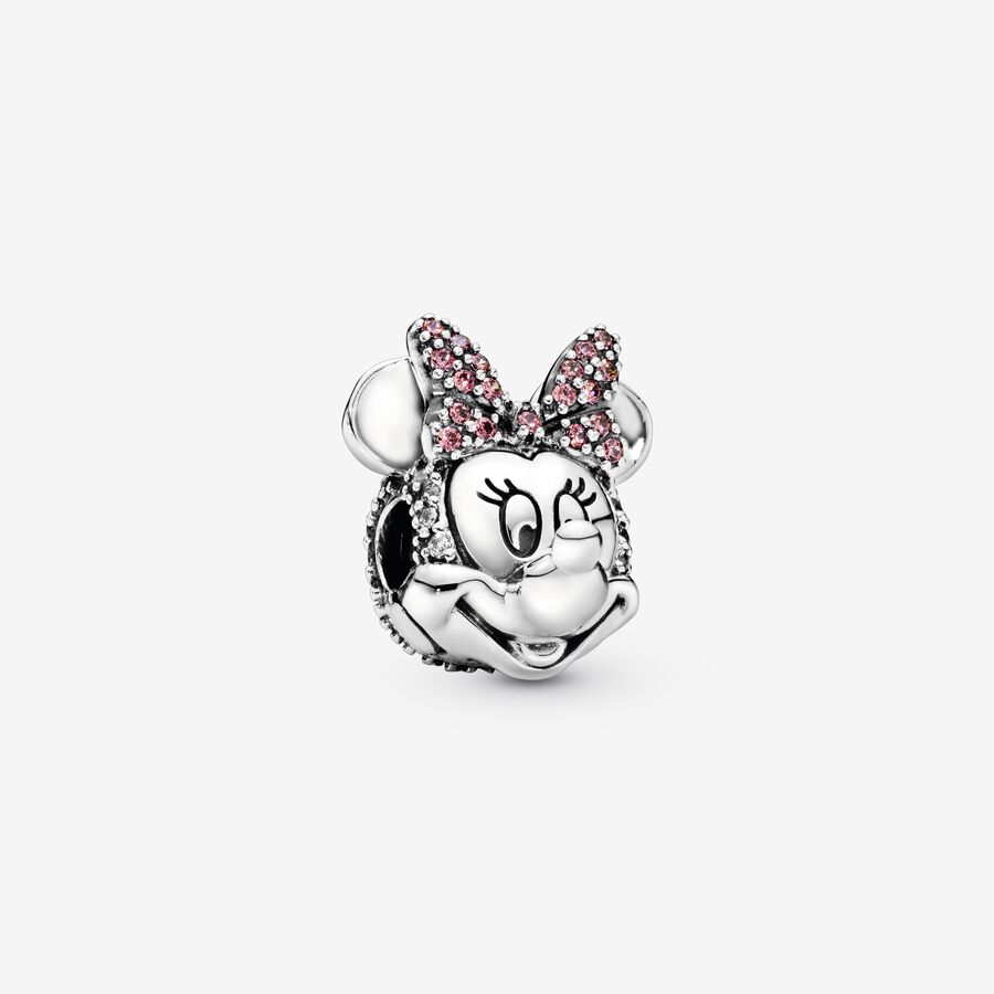Disney Minnie Maus mit rosafarbener Pavé-Schleife Clip-Charm image number 0