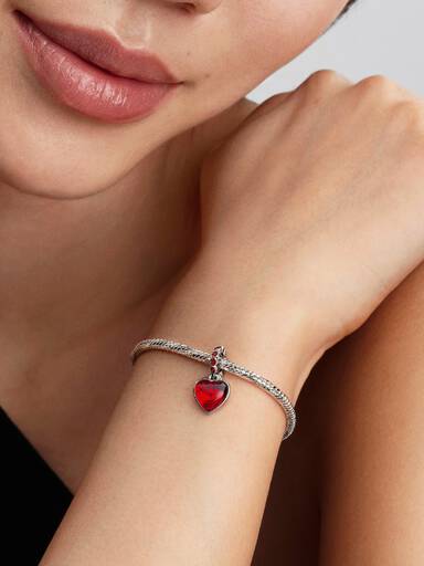 Rotes Murano-Glas Herz Doppel-Charm-Anhänger