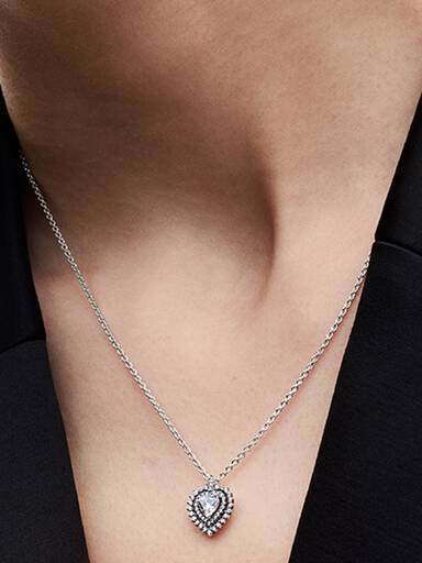 Funkelnder Herz-Strahlenkranz Anhänger-Halskette