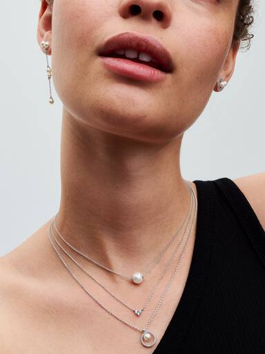 Behandelte Süßwasserzuchtperle & Pavé Collier-Halskette