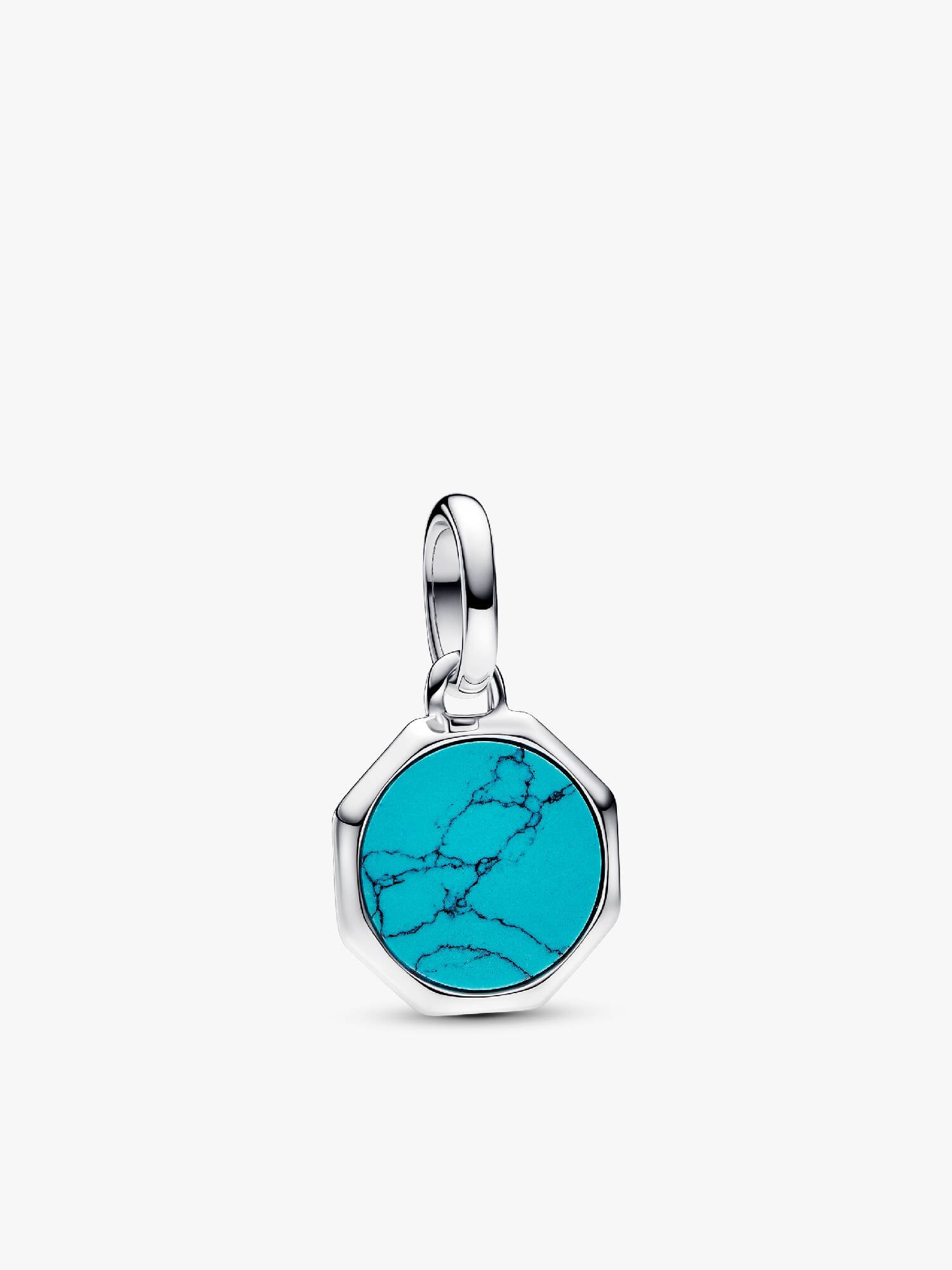 Türkisfarbenes gravierbares Mini-Medaillon-Charm
