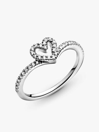 Funkelnder Wishbone Herz Ring