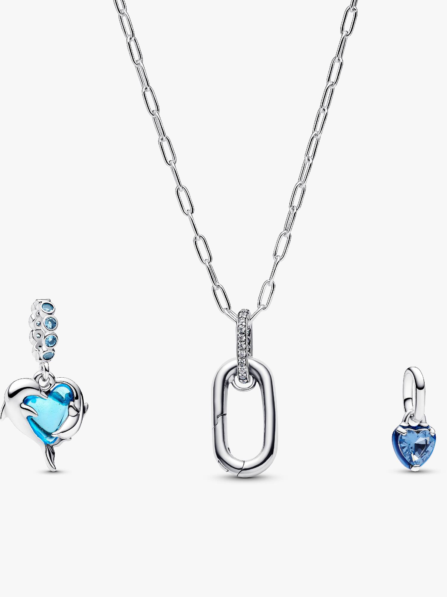 Schmuckset Delfin und Herz Charm-Halskette