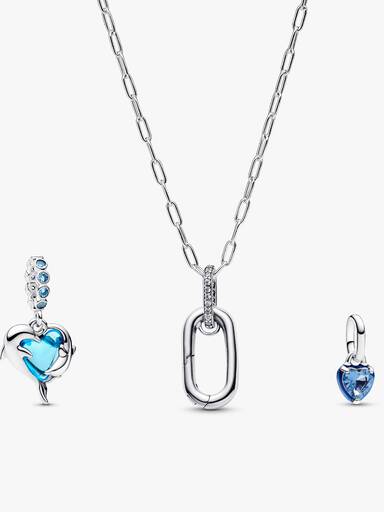 Schmuckset Delfin und Herz Charm-Halskette