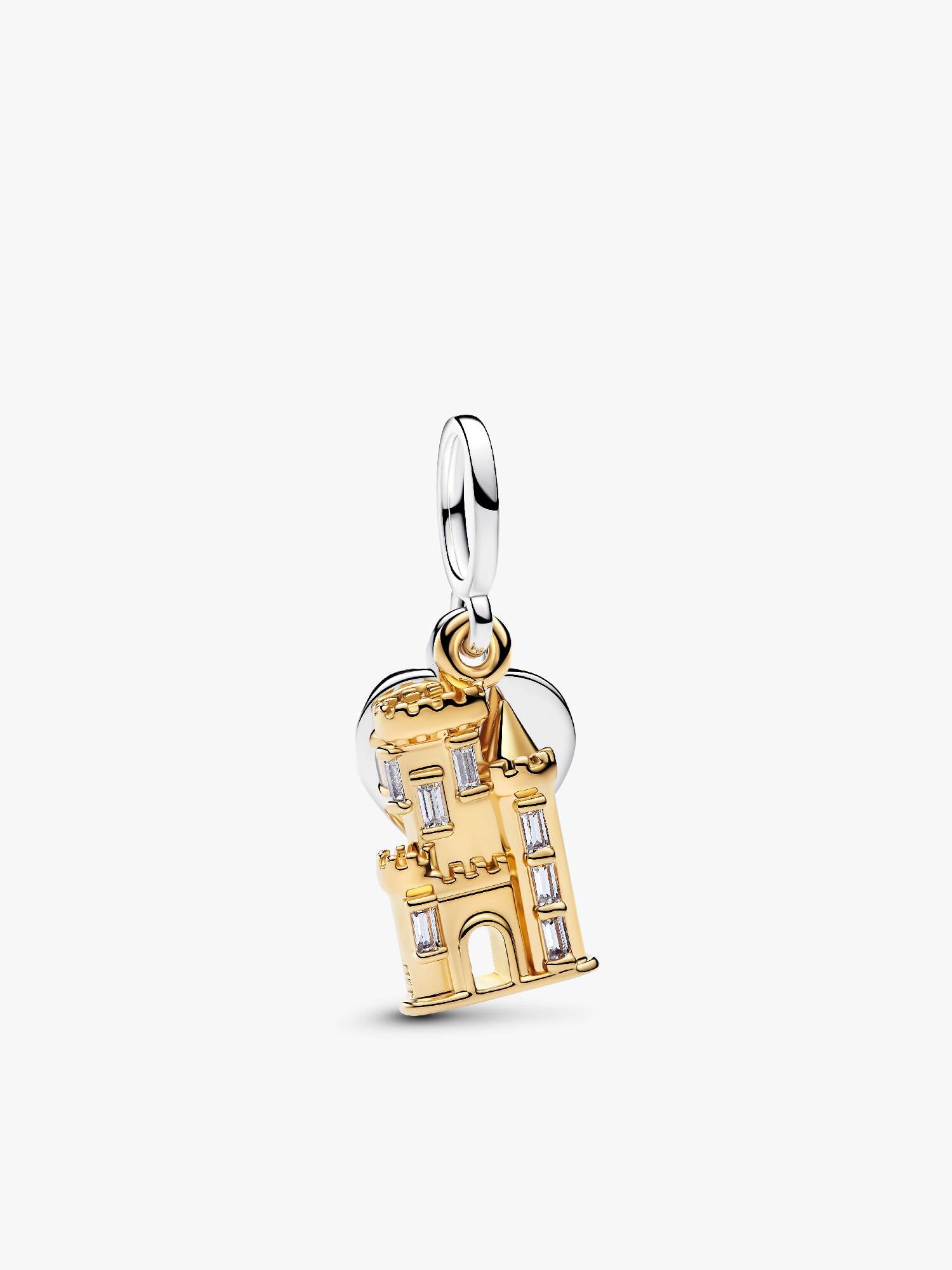 Schloss & Gravierbarer Herzanhänger Doppelter Charm-Anhänger