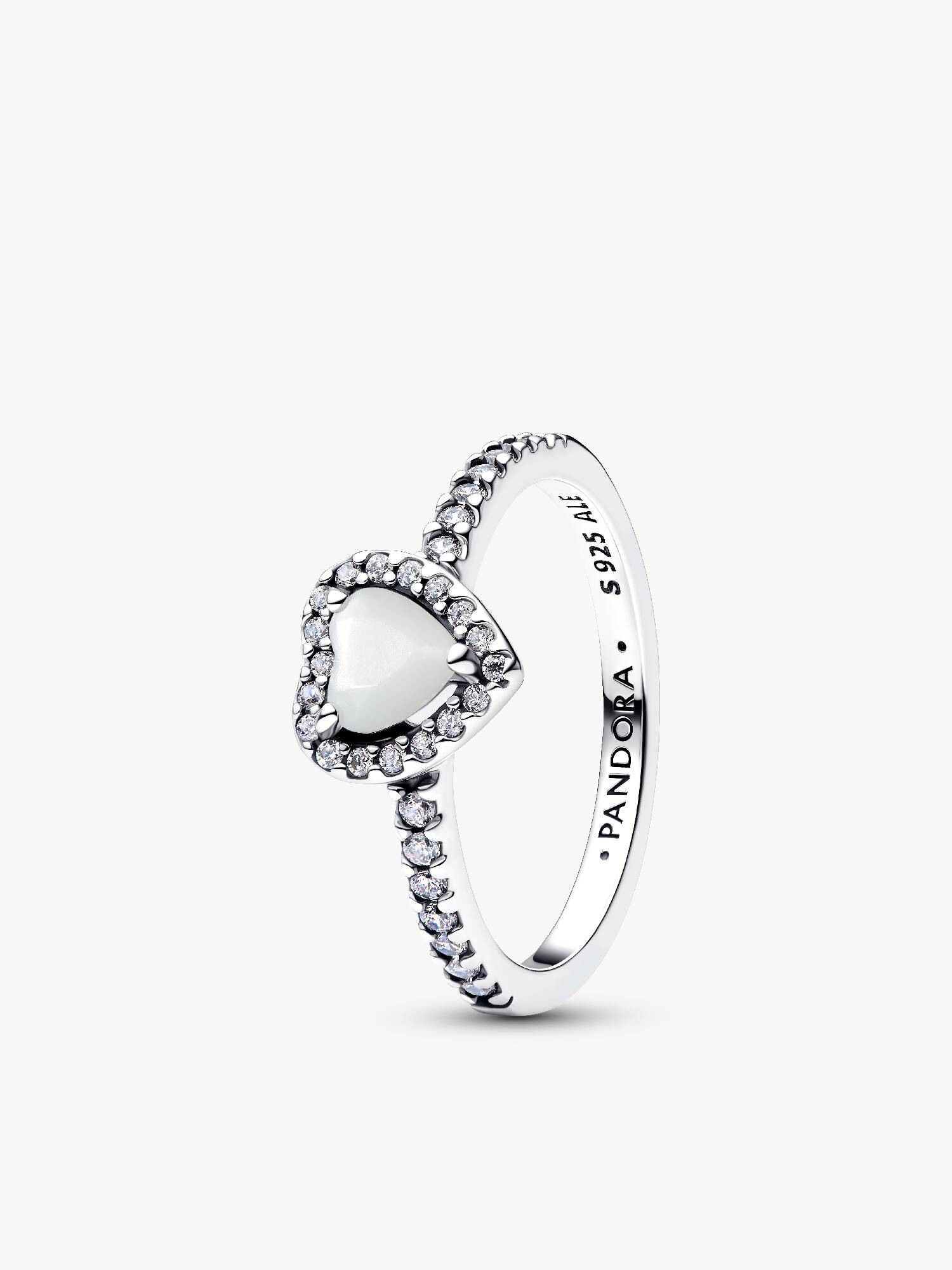 Erhabenes Weißes Herz Ring