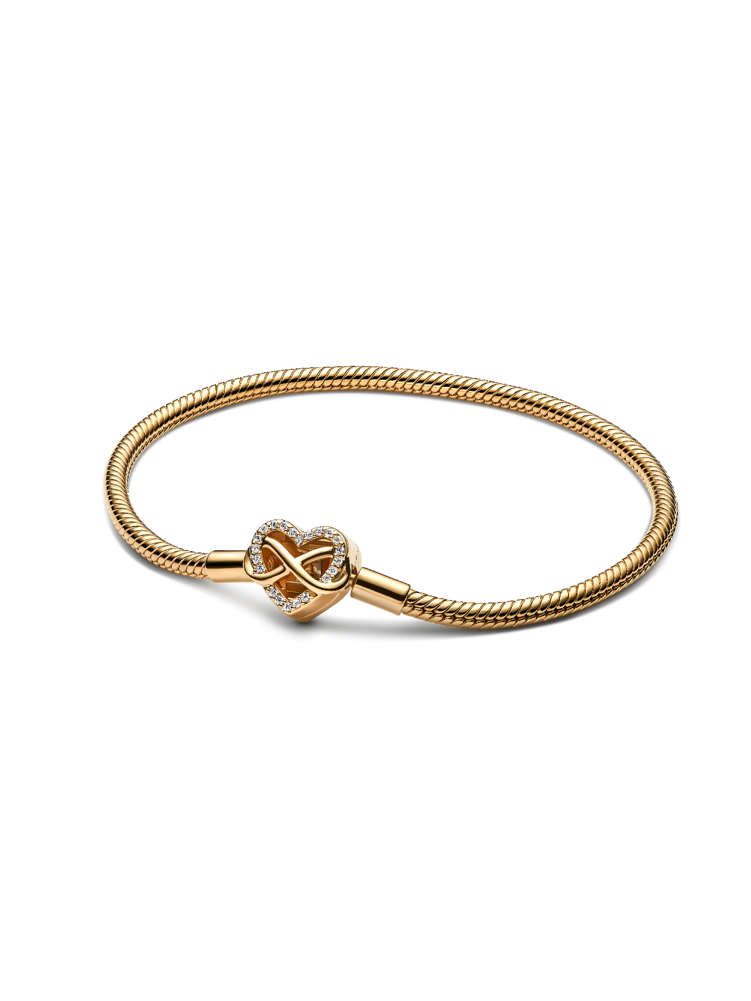 Schlangen-Gliederarmband mit Funklendem Unendlichkeits-Herzverschluss