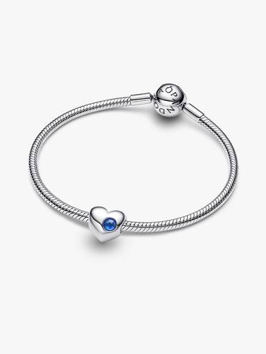 Gravierbares Blauer Stein Herz-Charm