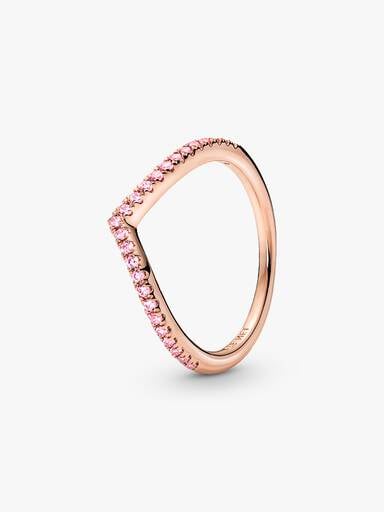Pandora Timeless Wishbone Funkelnder Rosafarbener Ring