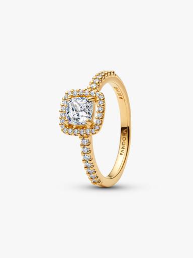 Funkelnder Quadratischer Strahlenkranz Ring