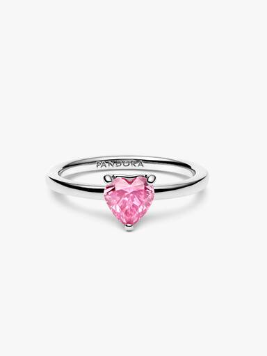 Funkelndes Rosa Herz Solitär-Ring