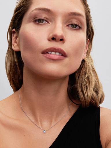 Runder Pavé-Strahlenkranz Collier-Halskette