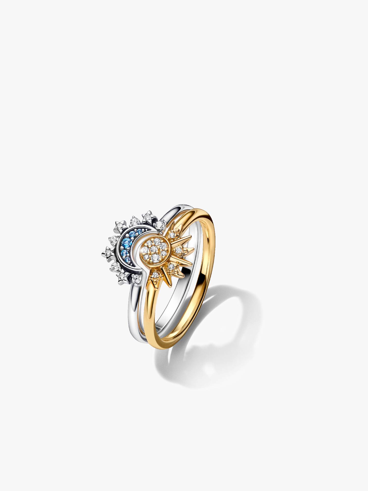Funkelndes Sonnen- und Mond-Ring-Set