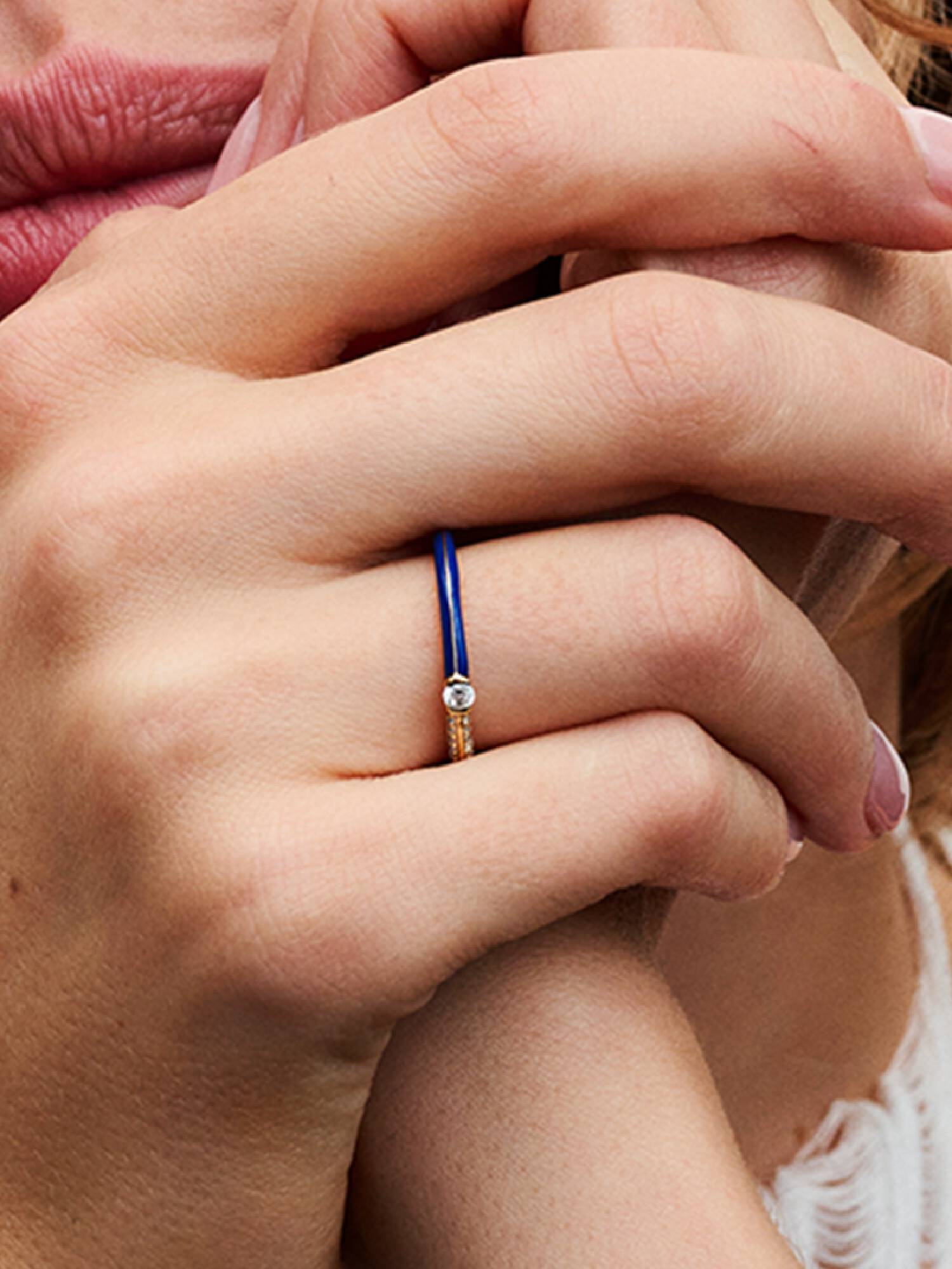 Pandora ME Pavé & Blau Doppelring