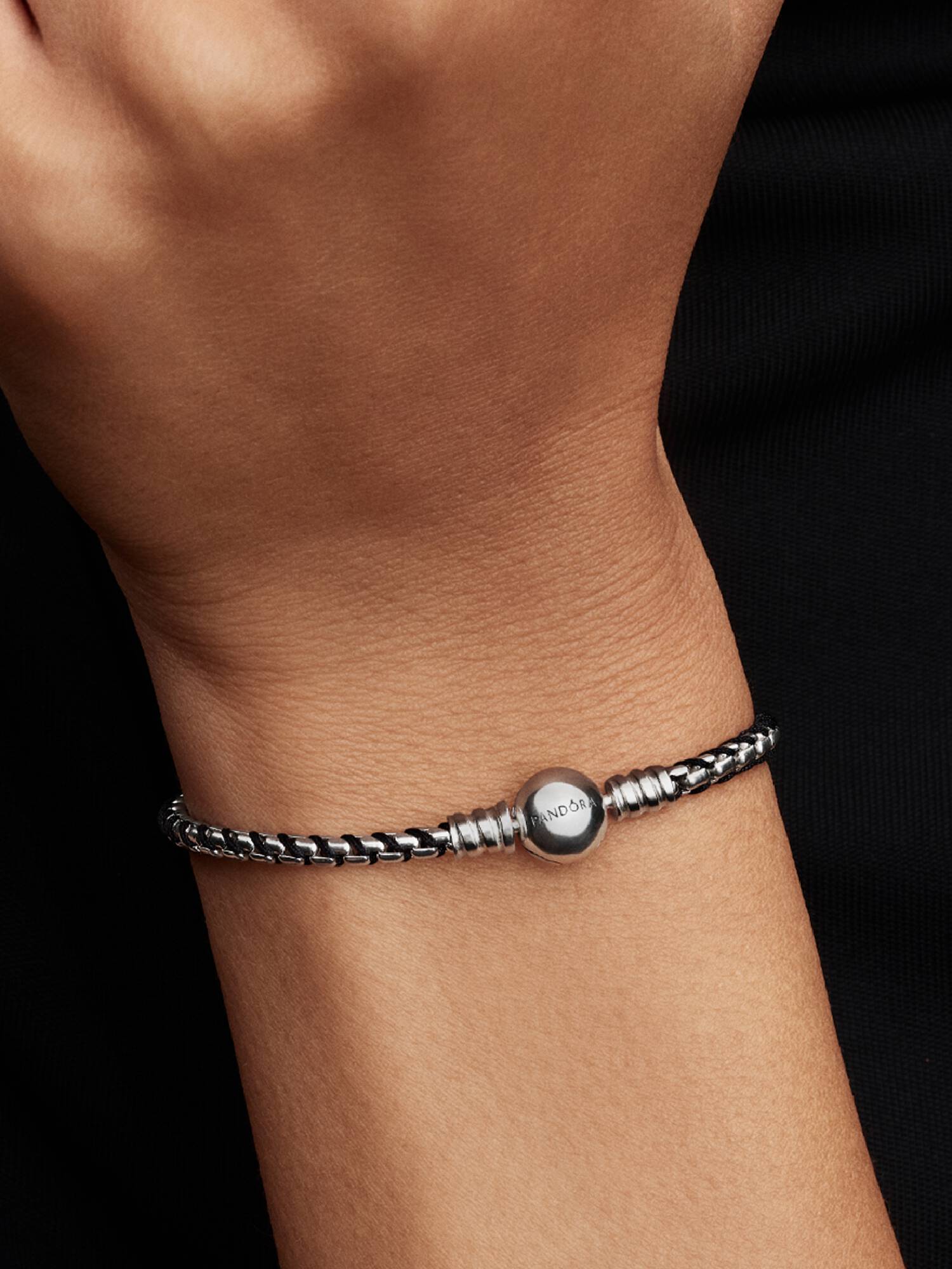 Schwarze Kordel Kastenkette Armband